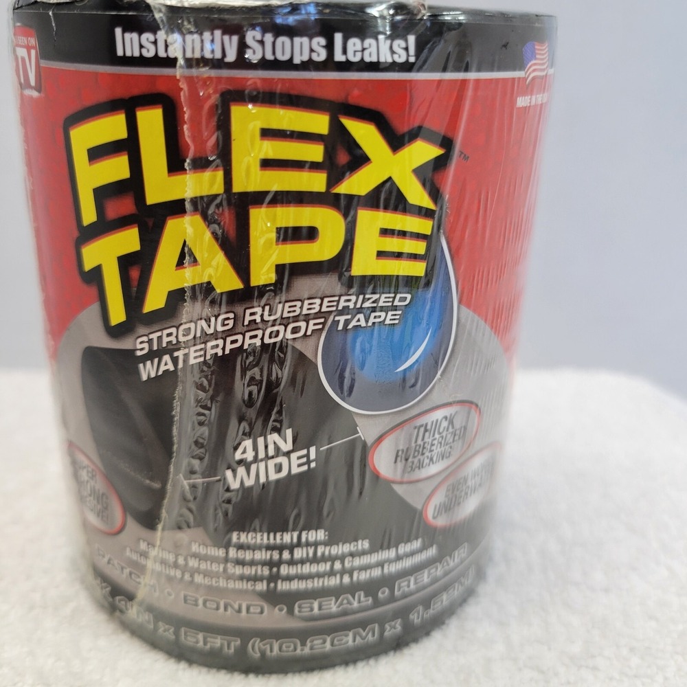 Flex Tape TFSBLKR0405 Rubberized Waterproof Tape - Black Factory Sealed Package